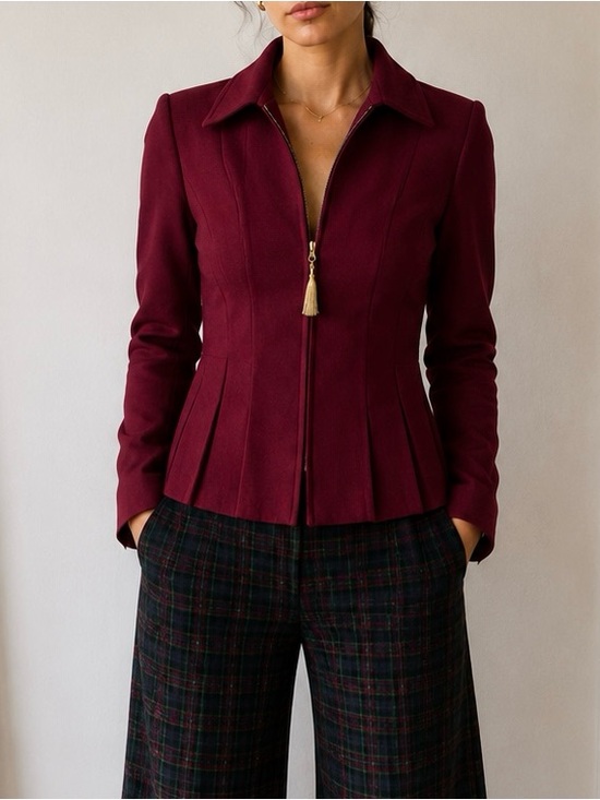 Dior Jackets & Blazers - Vintage 90s Christian Dior Burgundy Wool Peplum Jacket